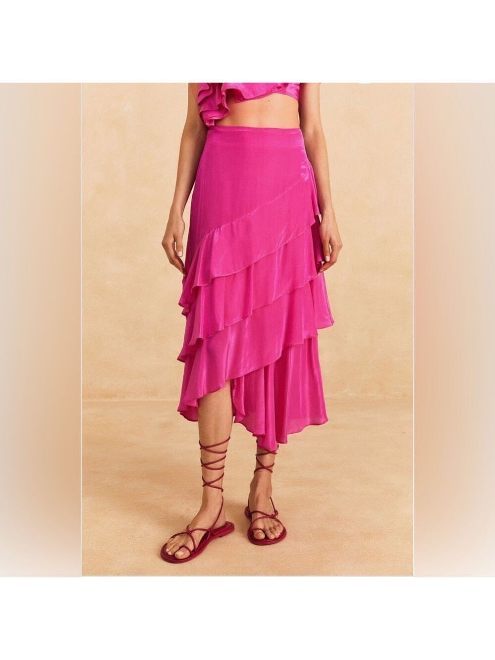 Farm Rio Dark Pink Marocaine Ruffle Skirt - Picture 4 of 9